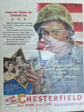Vintage 1951 Advertisement for Chesterfield Cigarettes Richard Widmark